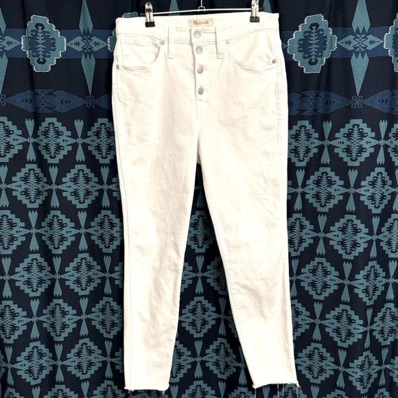 MADEWELL White 10” High-Rise Skinny Crop Jeans: Button-Front Edition - Picture 2 of 9